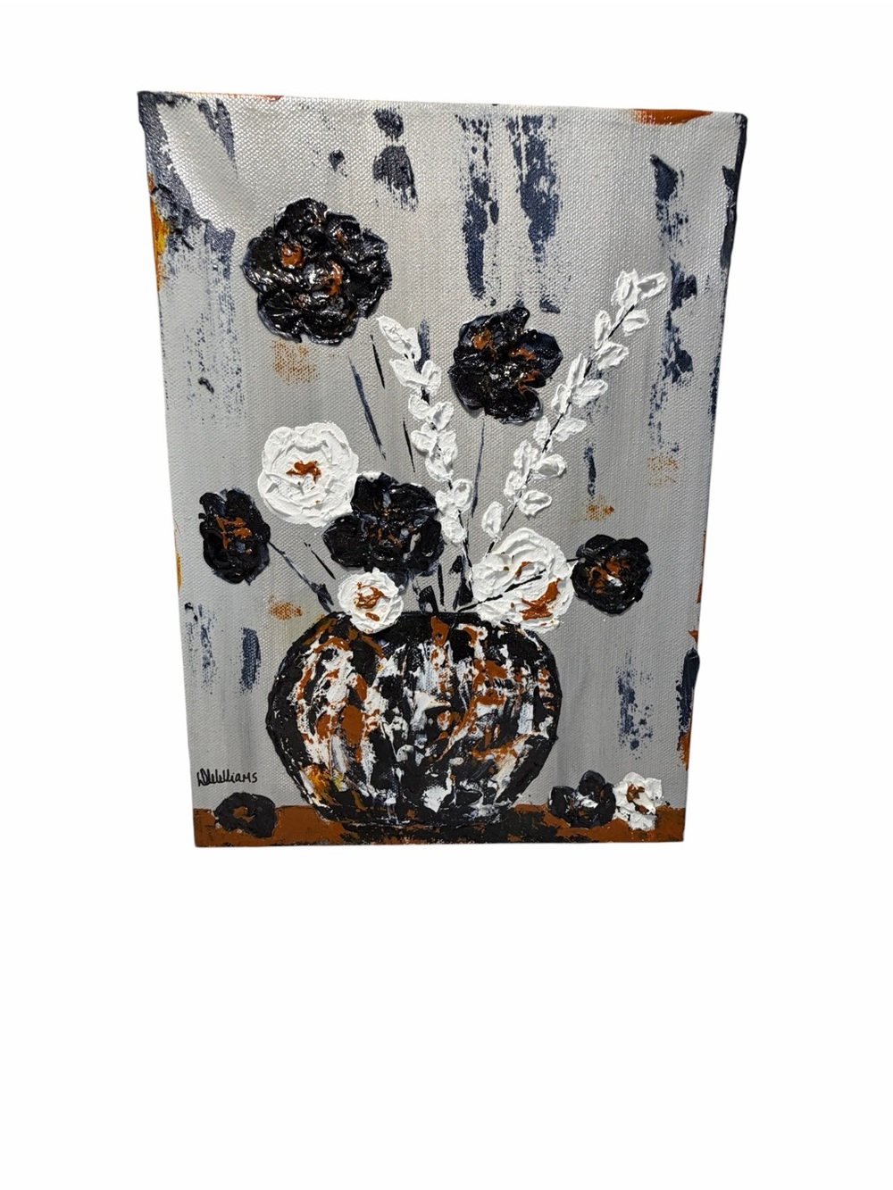Original Artwork Abstract Blooms Impressionism Small Canvas 9" x 12”